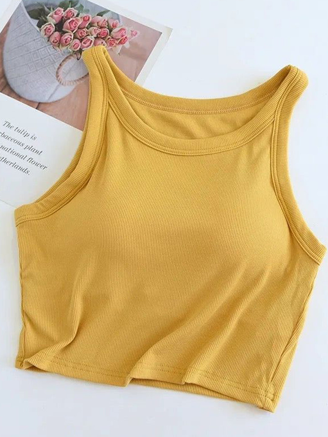 Miss Mosa By Akanksha  Women Yellow Amway Tank Tops with Inbuilt Bra