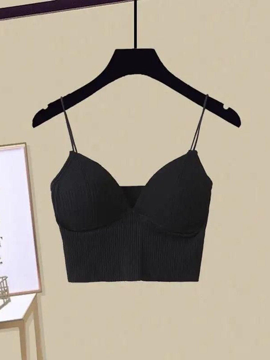 Miss Mosa By Akanksha  Women Black Jerry Tank Tops with Inbuilt Bra