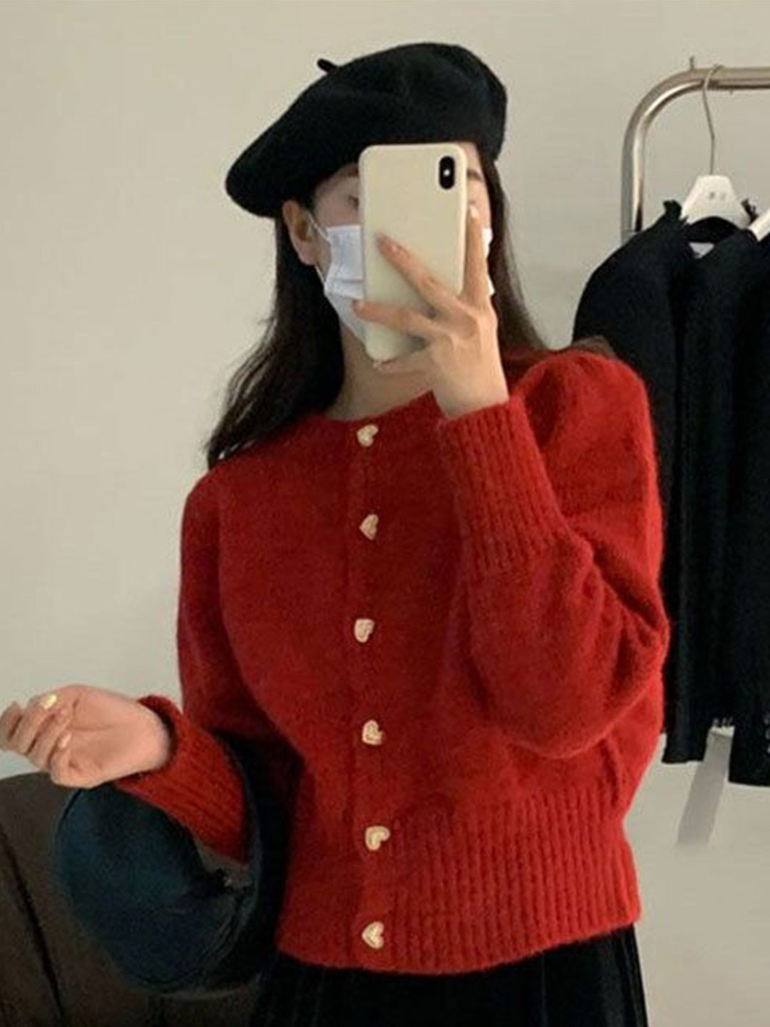 Miss Mosa By Akanksha  Red Audra Cute Woolen Sweater with Heart Detail