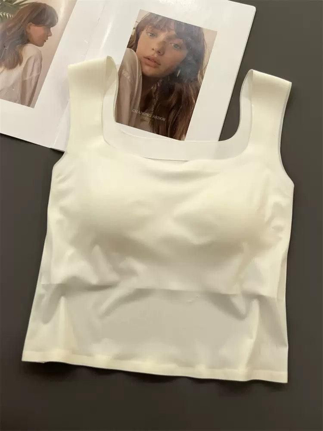 Miss Mosa By Akanksha  Women White Mariam Tank Tops with Inbuilt Bra