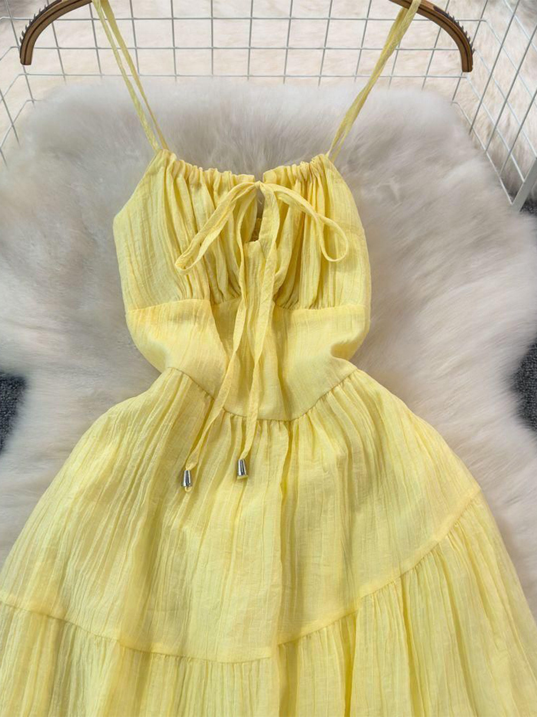 Miss Mosa By Akanksha  Women Yellow Bercie Summer Holiday Dress