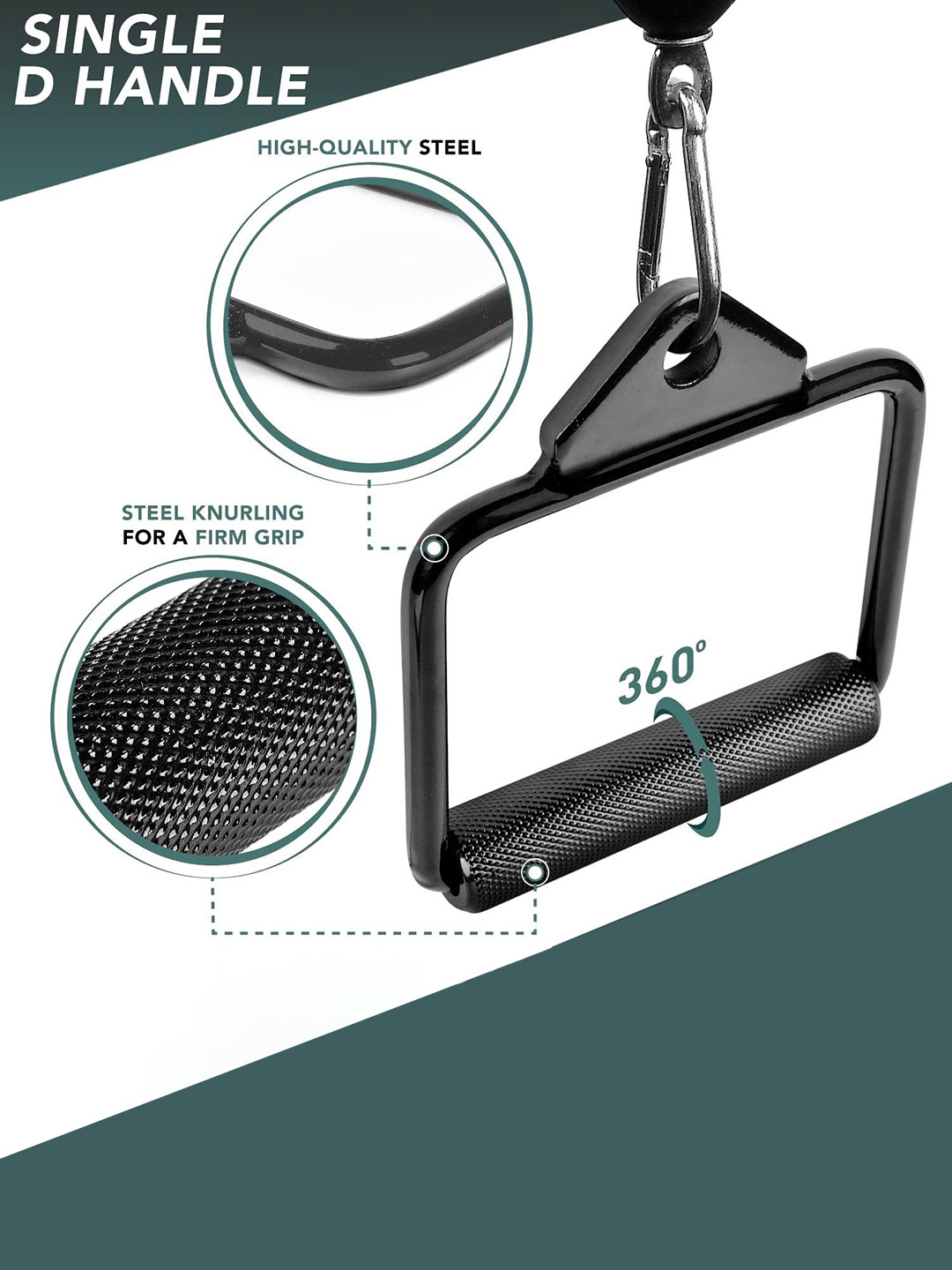 HackerX Double D Row Handle Cable Attachment For Weight Workout