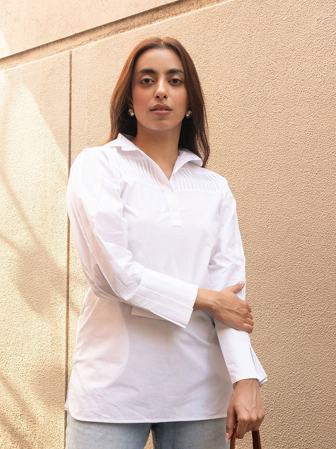 GULABOSITABO Women Lapel Collar Pure Cotton Shirt Style Top