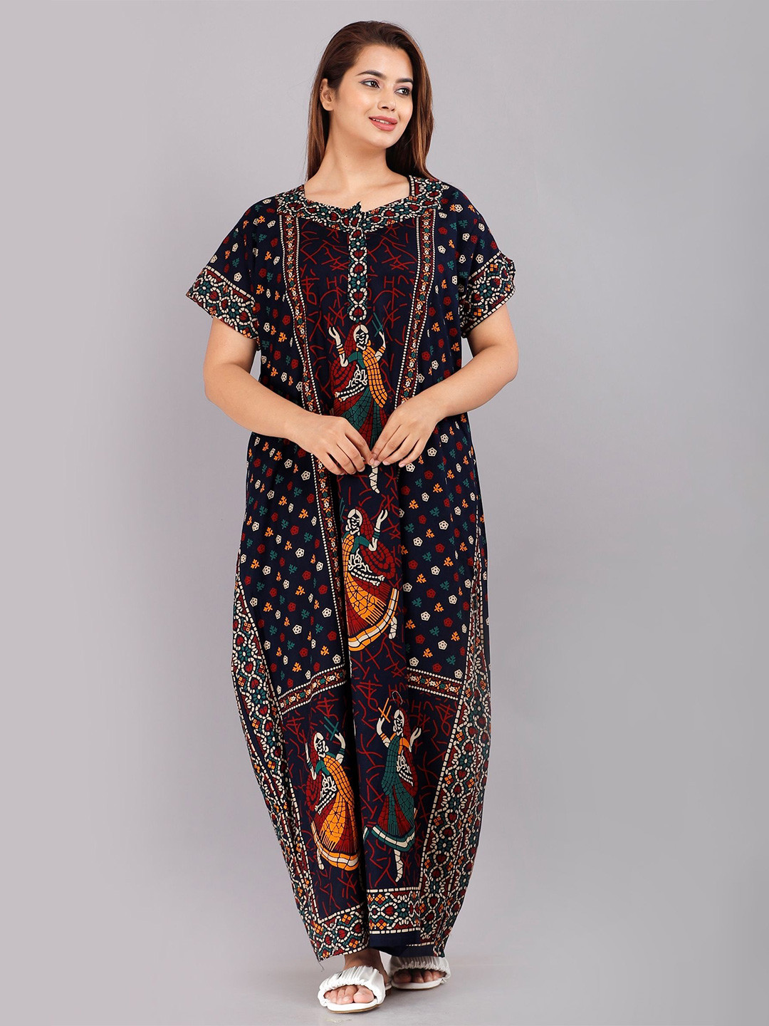 PR PINK ROYAL Printed Buttoned Maxi Nightdress