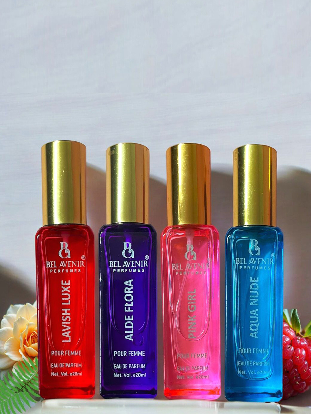 Bel Avenir Women Set Of 4 Aqua Nude, Alde Flora, Pink Girl & Lavish Luxe EDP - 20 ml Each