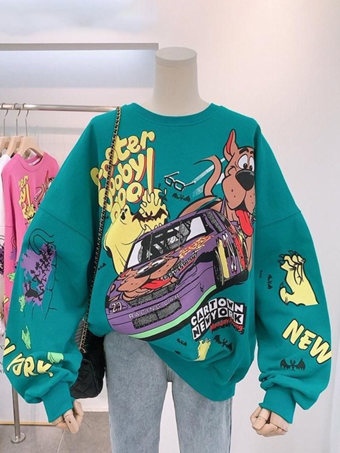 Miss Mosa By Akanksha  Green Quirky Cute Sweatshirt Luxury Collection