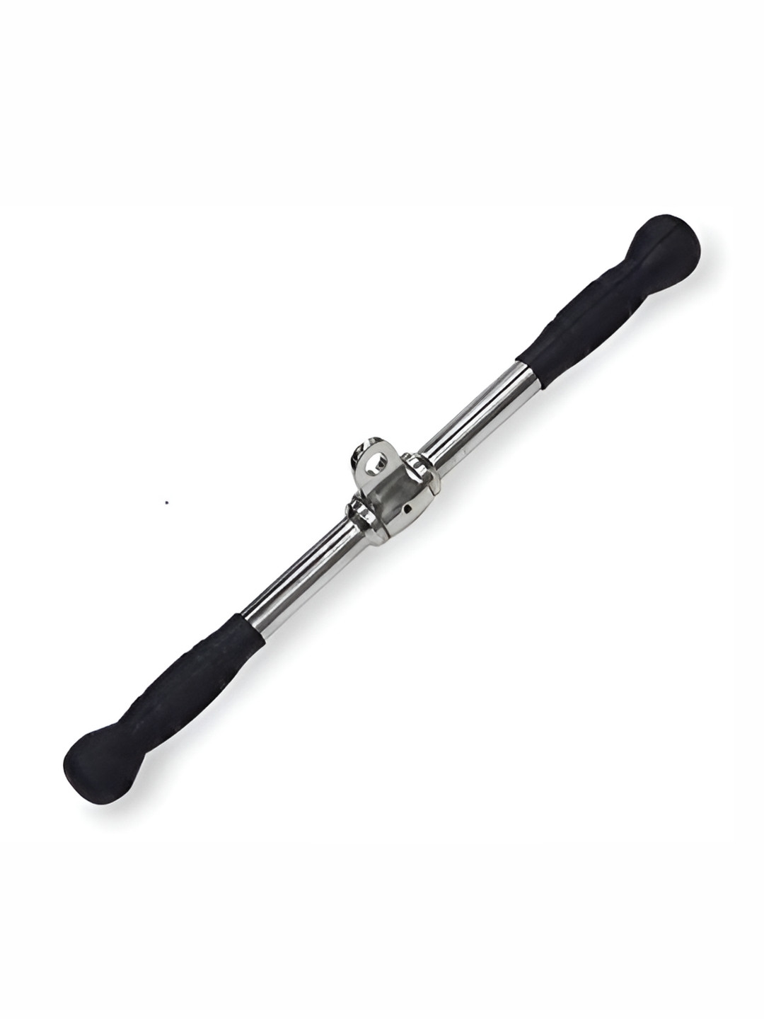 YMD Black & Silver-Toned Tricep Lat Bar with Rubber Hand-Grips