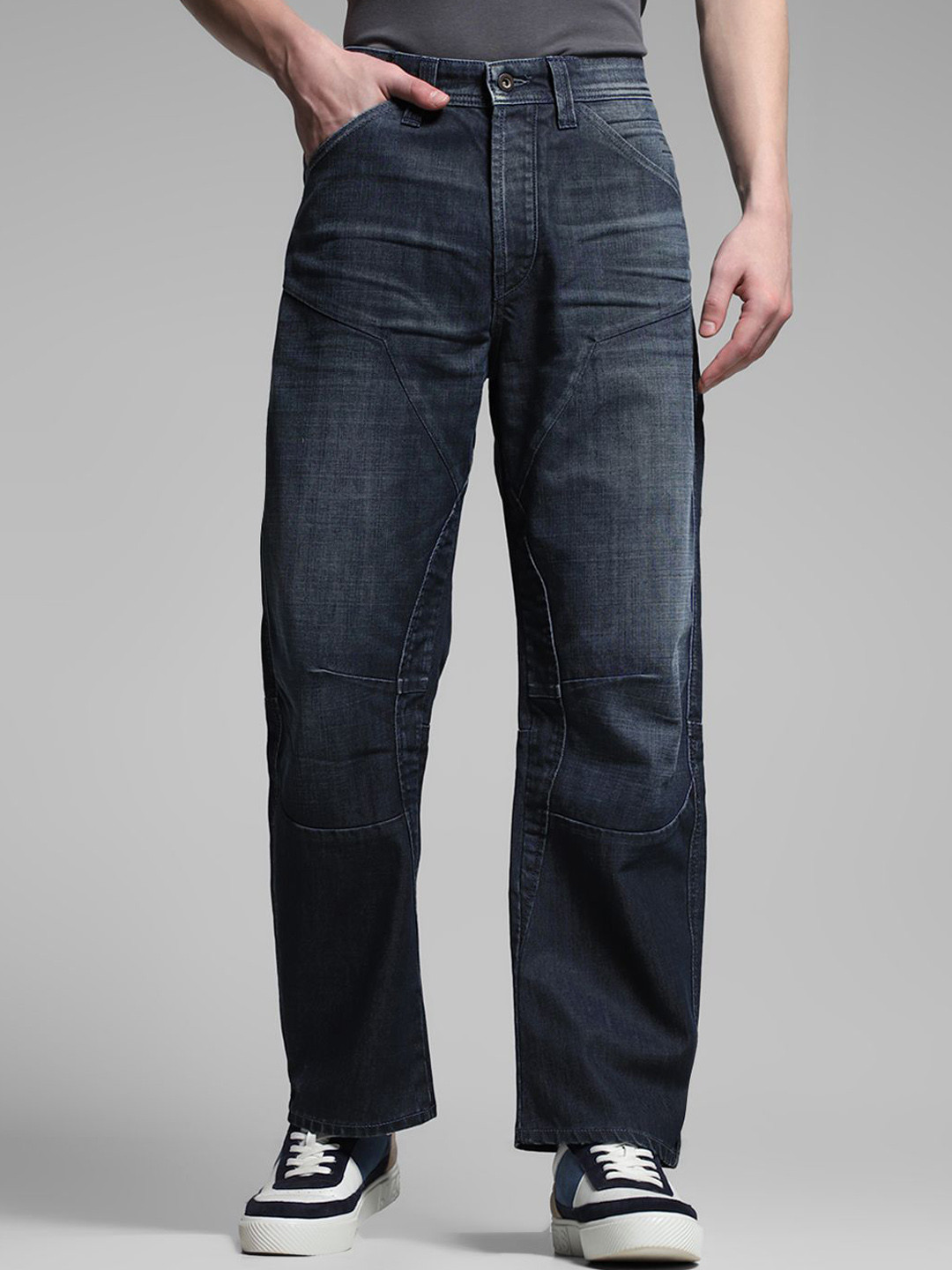 Jack & Jones Men High-Rise Light Fade Cotton Baggy Jeans