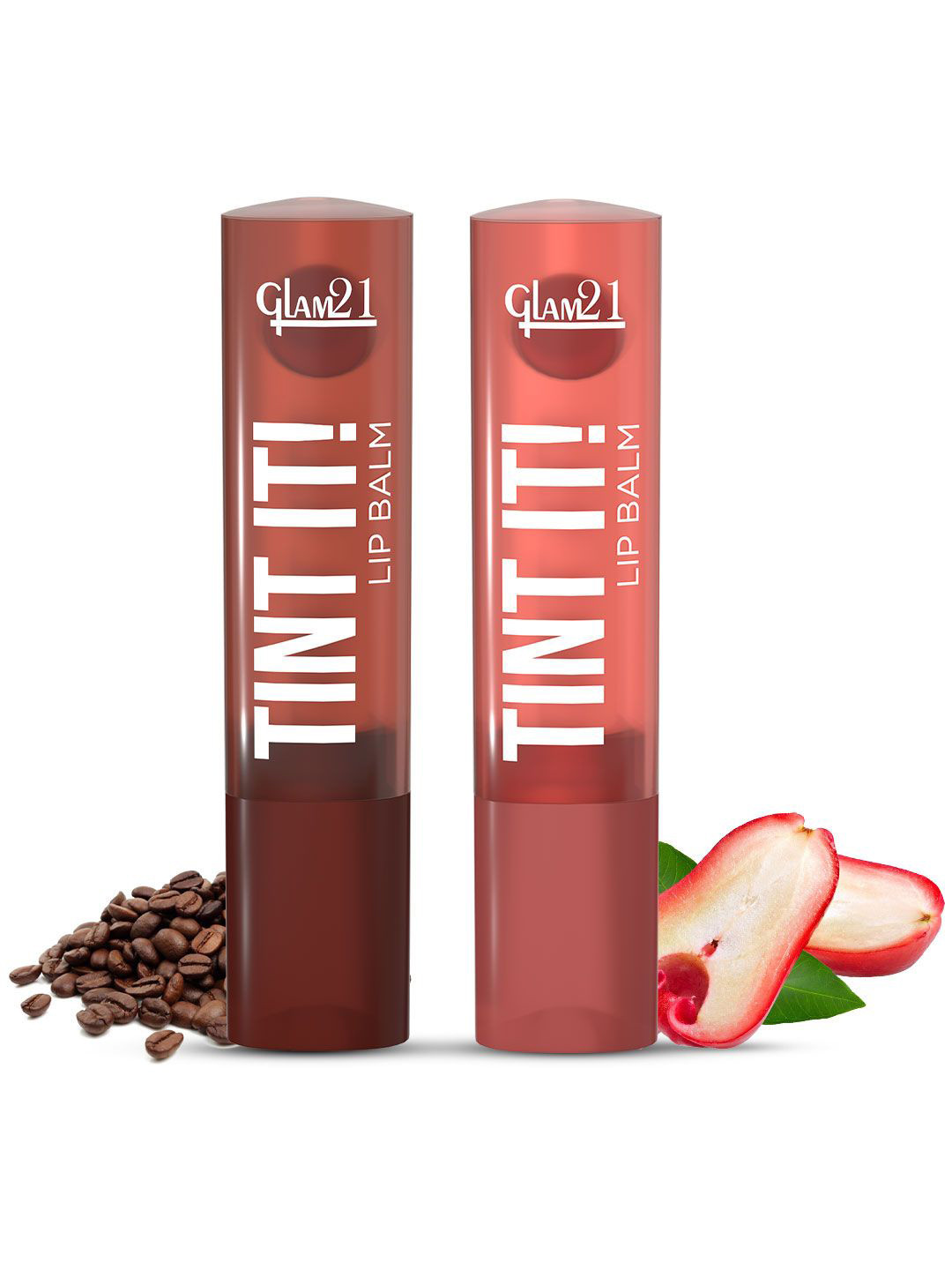 GLAM21 2Pc Lip Tint It Balm With Vitamin-E -3.5 g Each Coffee Beans 05 & Rose Apple 01
