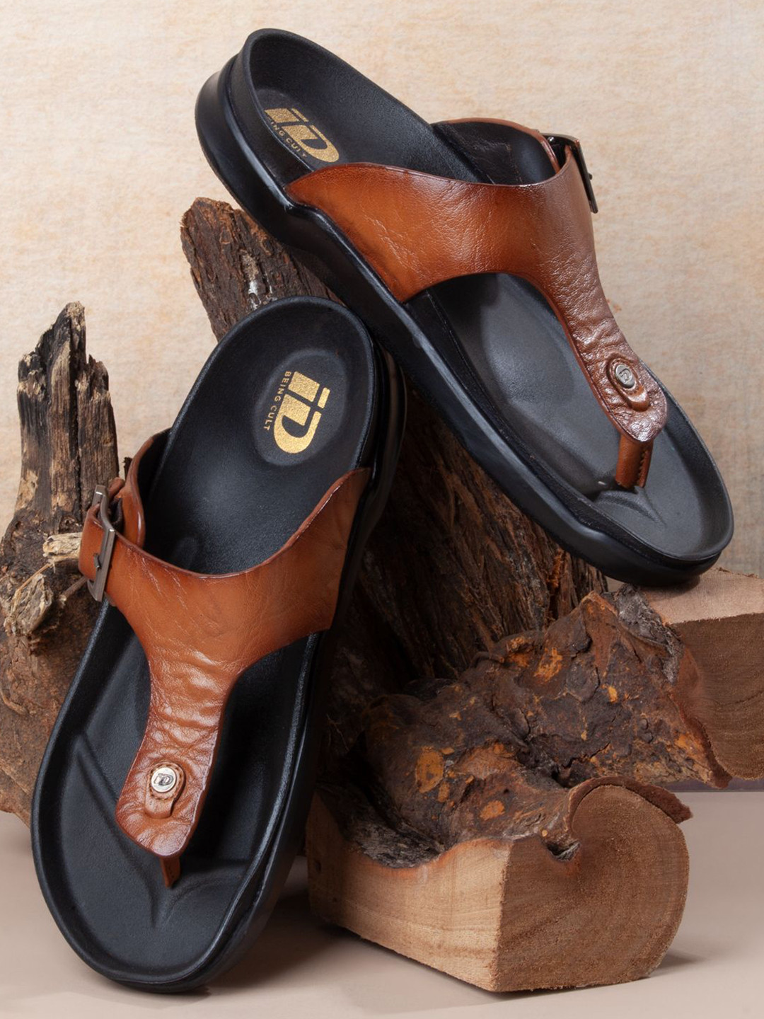 ID Men Leather Waterproof Lining Comfort Sandals