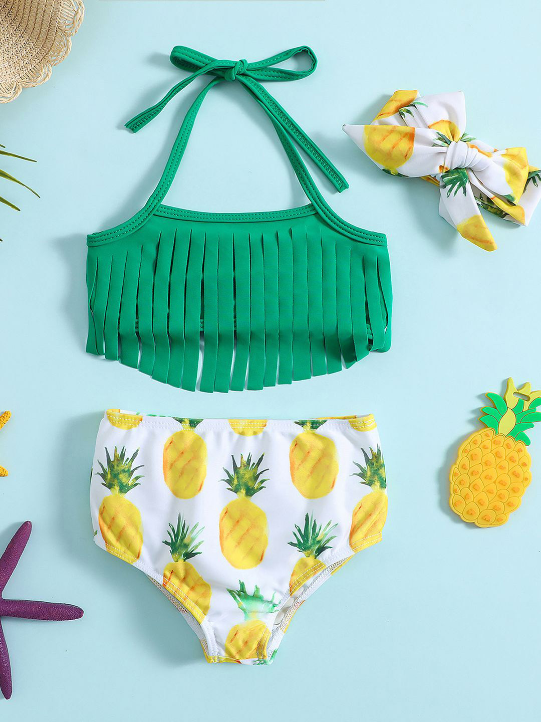 YK Infant Girls Halter Neck Top & Briefs Swim Set