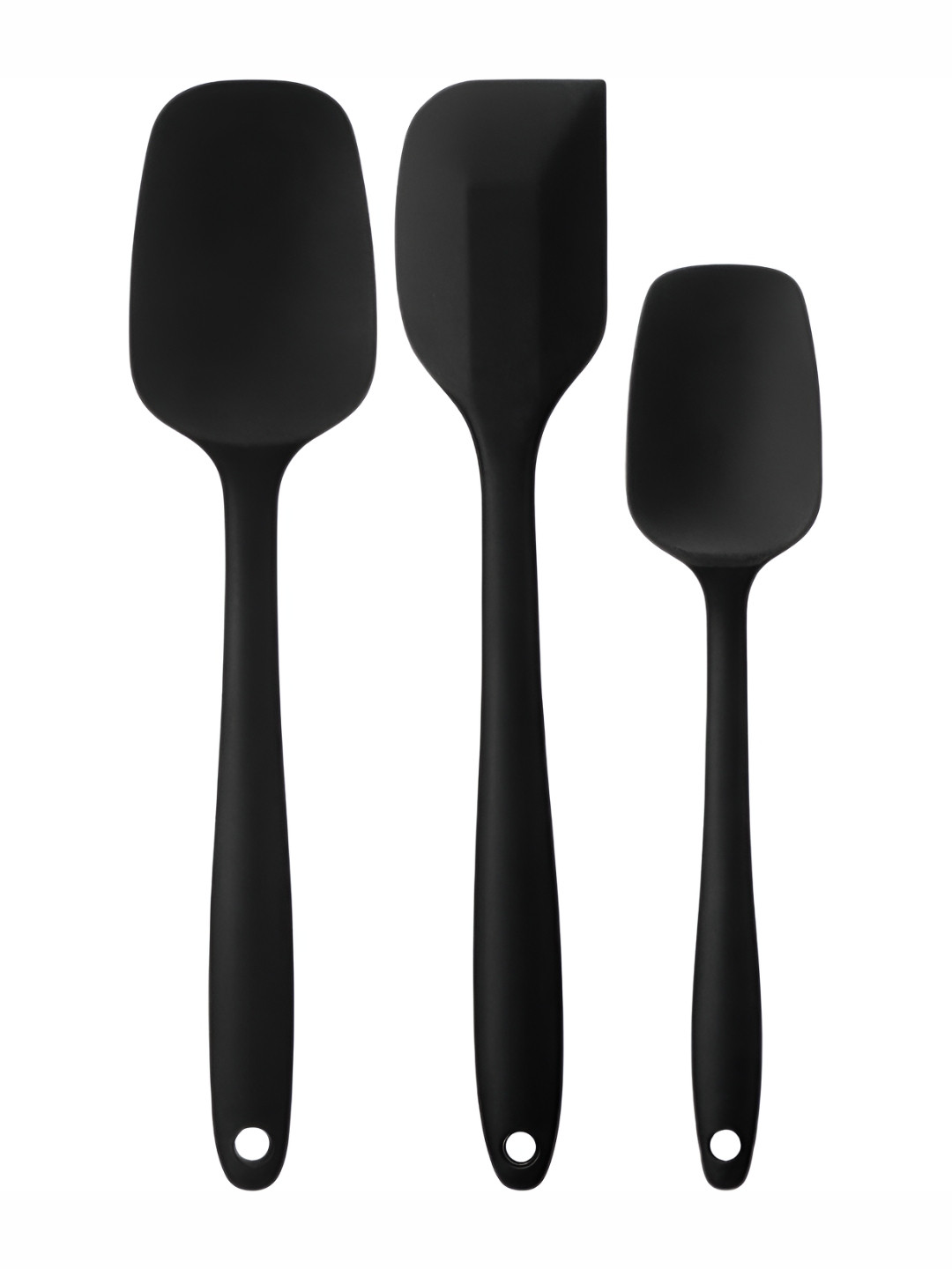 Baskety Set Of 3 Black Silicone Large And Small Spoon Spatula