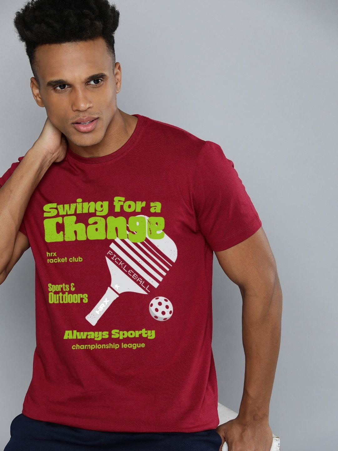 HRX by Hrithik Roshan Pickleball Graphic Printed Sports Cotton T-Shirt