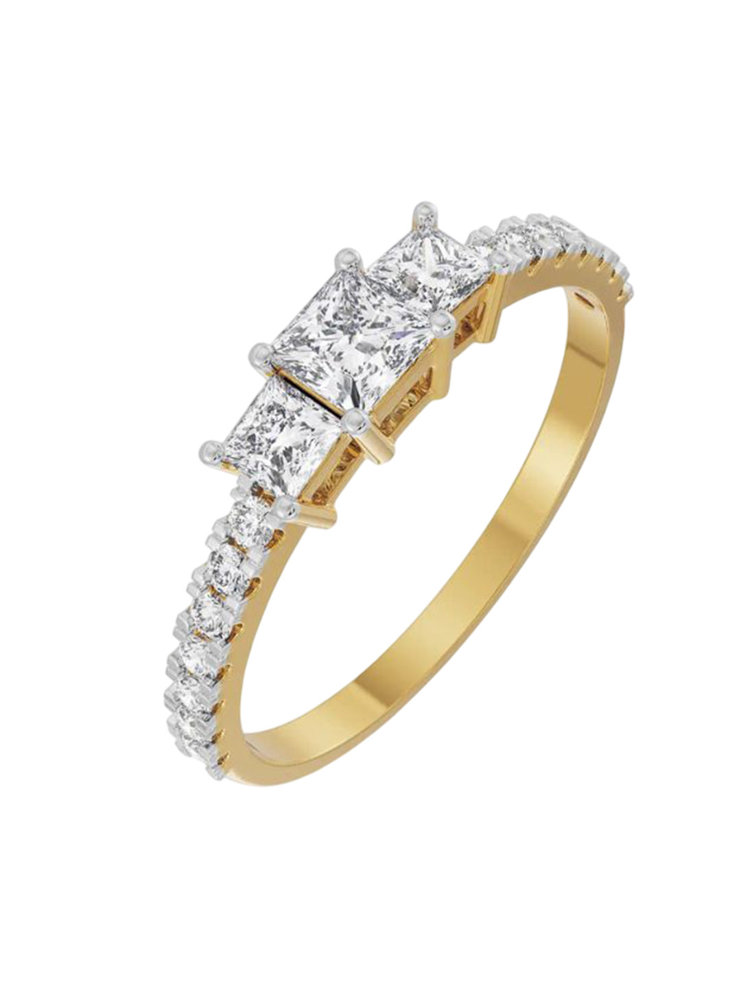 Emori Dazzling Trinity Lab Diamond Ring in 18KT Gold