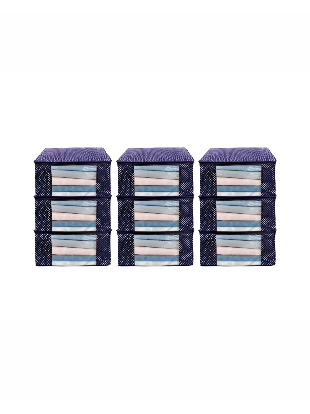 ANKIT INTERNATIONAL Blue 9 Pieces Super Strong Sweater Bag Wardrobe Organisers
