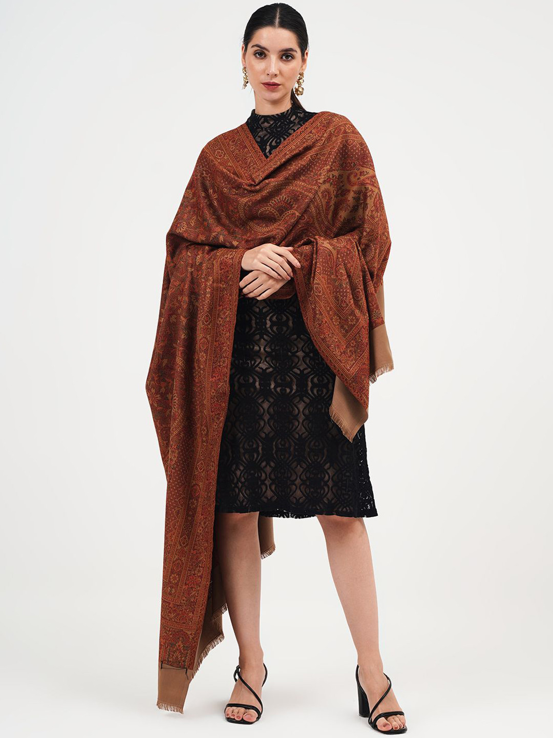 PASHMAL INDIA PRIVATE LIMITED Ethnic Motifs Printed Woollen Shawl