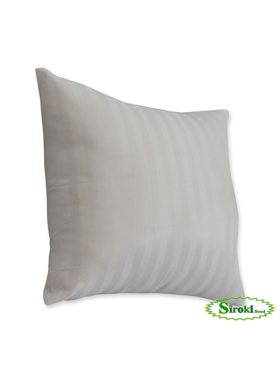 Siroki Bond White Striped Satin Filled Square Shaped Cushion