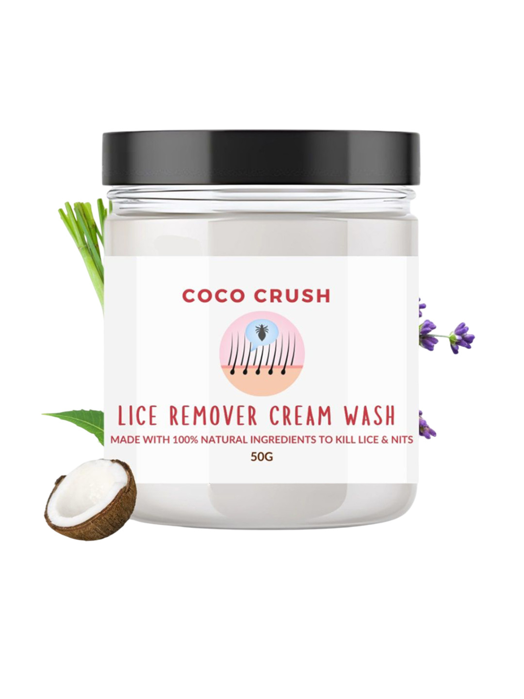Coco Crush Natural Lice Removal Hair Cream Wash With Virgin Coconut Oil - 50 g