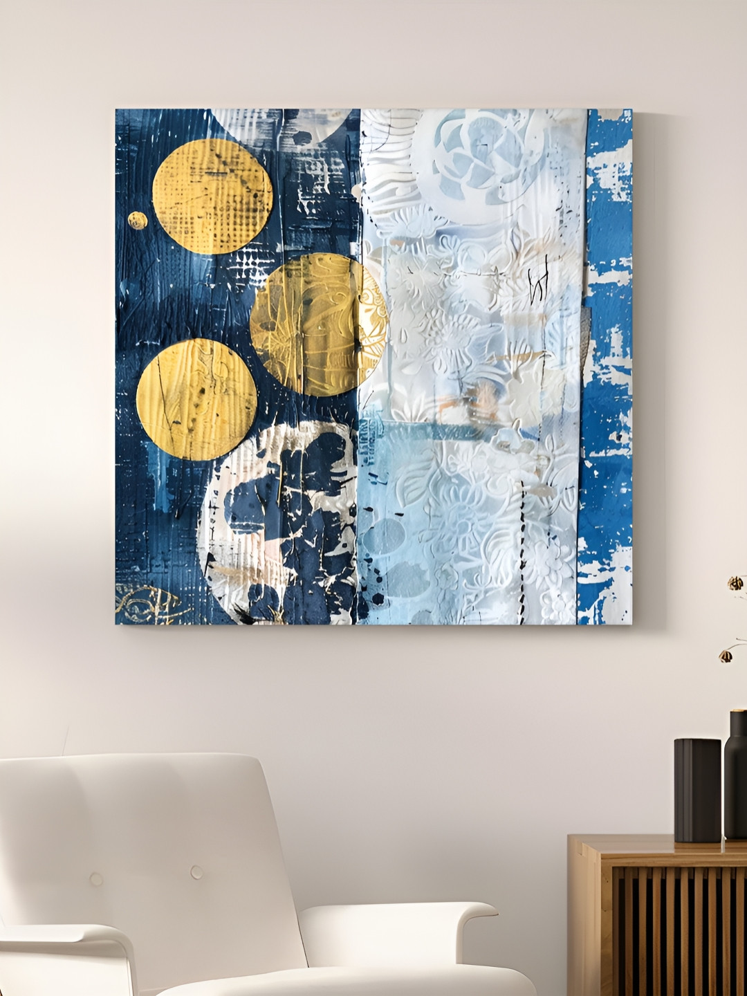 Art Street Blue Canvas Wall Living Room Square Potrait Paintings Wall Art -22 x 22In