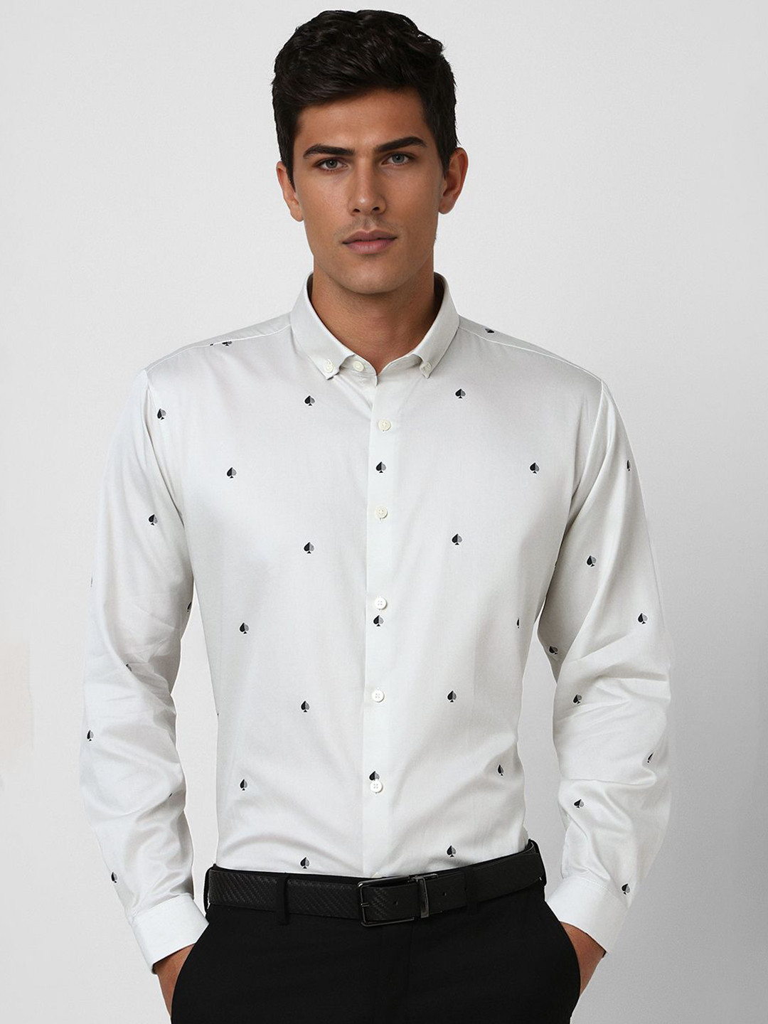 Van Heusen  Men Slim Fit Button-Down Collar Conversational Printed Cotton Casual Shirt