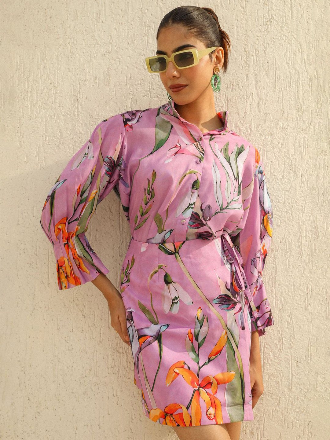 YA-SA Women Comfort Fit Spread Collar Floral Printed Casual Shirt