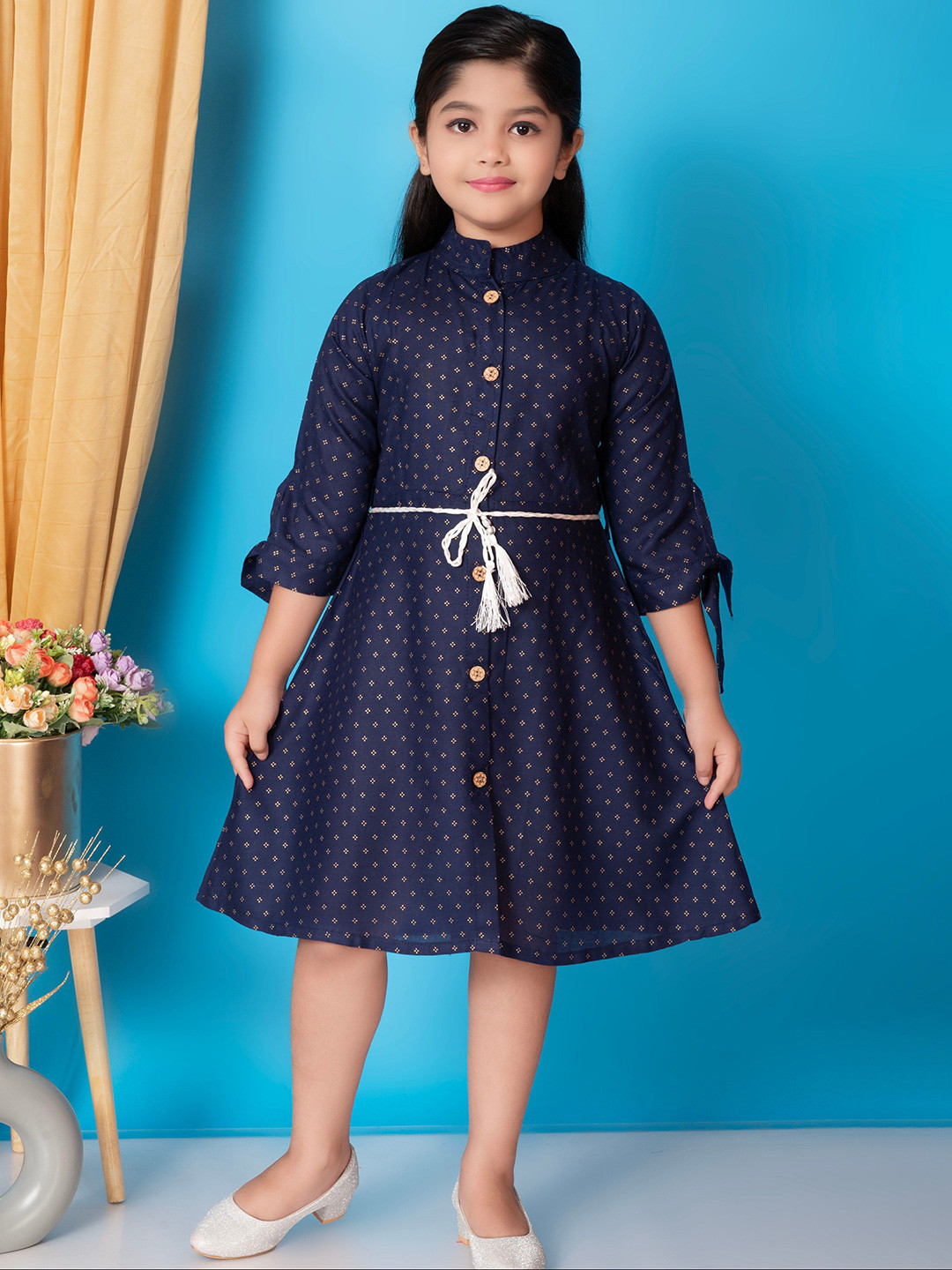 BARKAT DESIGNING PLANET Geometric Print A-Line Midi Dress