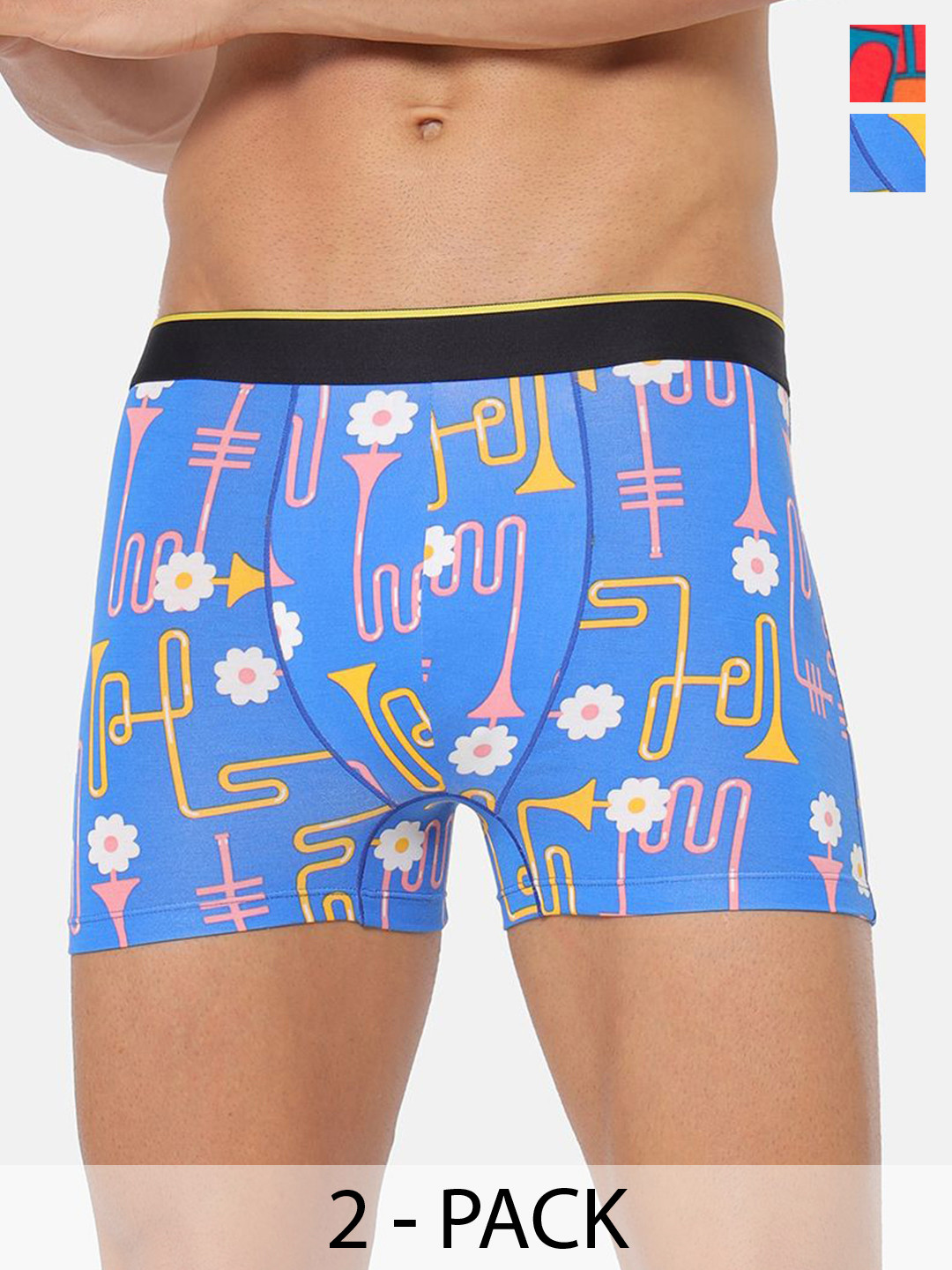 Bummer Men Printed Micro Modal Trunks Underwear Pack of 2