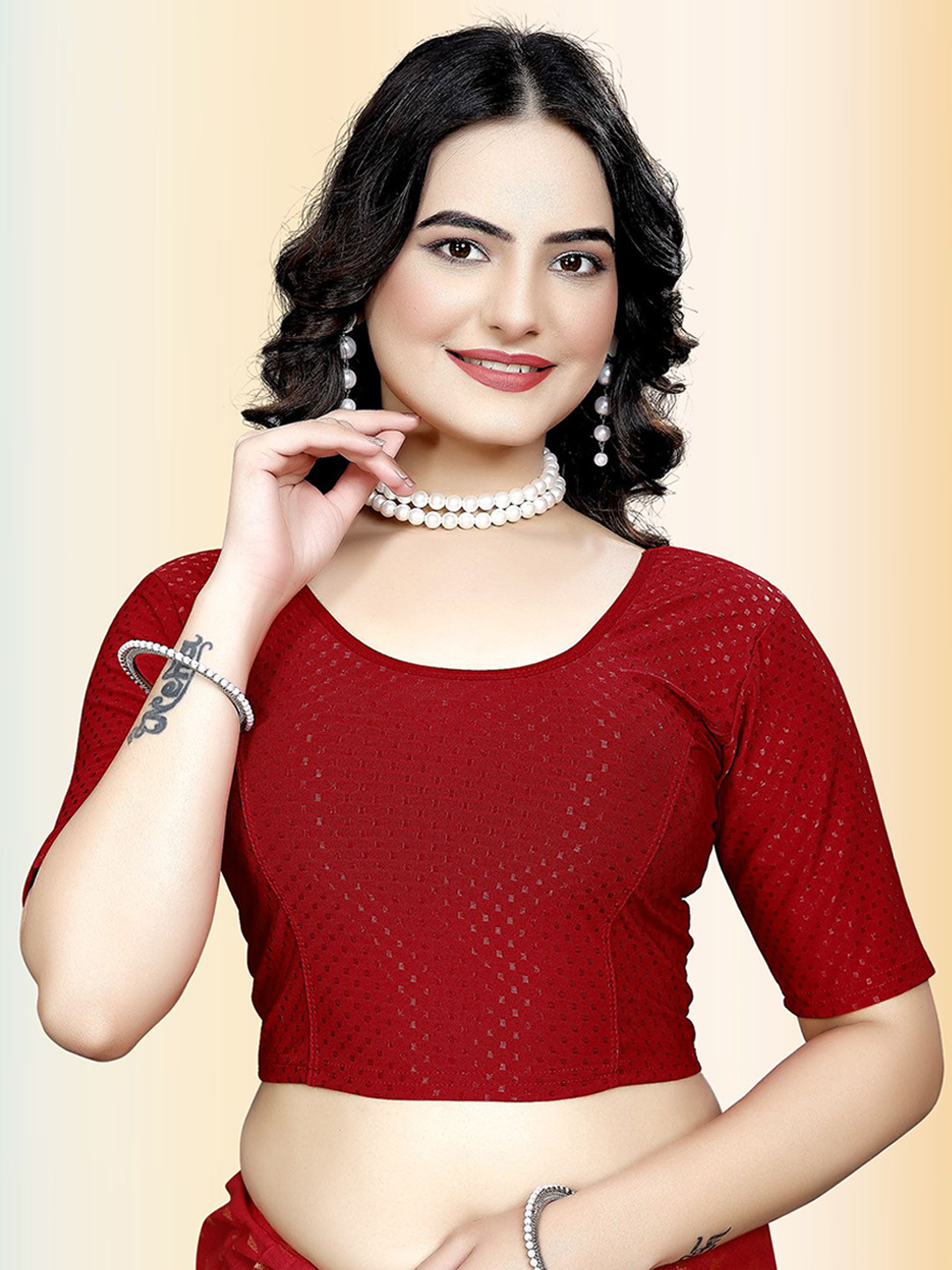 TANISHM FEB TEX Round Neck Cotton Saree Blouse