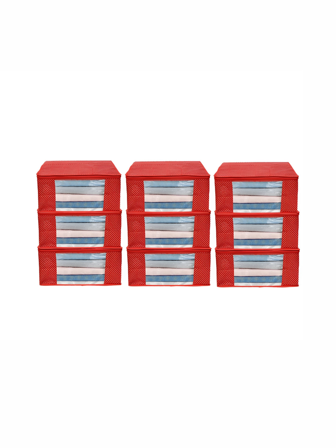 ANKIT INTERNATIONAL Red 9 Pieces Super Strong Sweater Bag Wardrobe Organisers