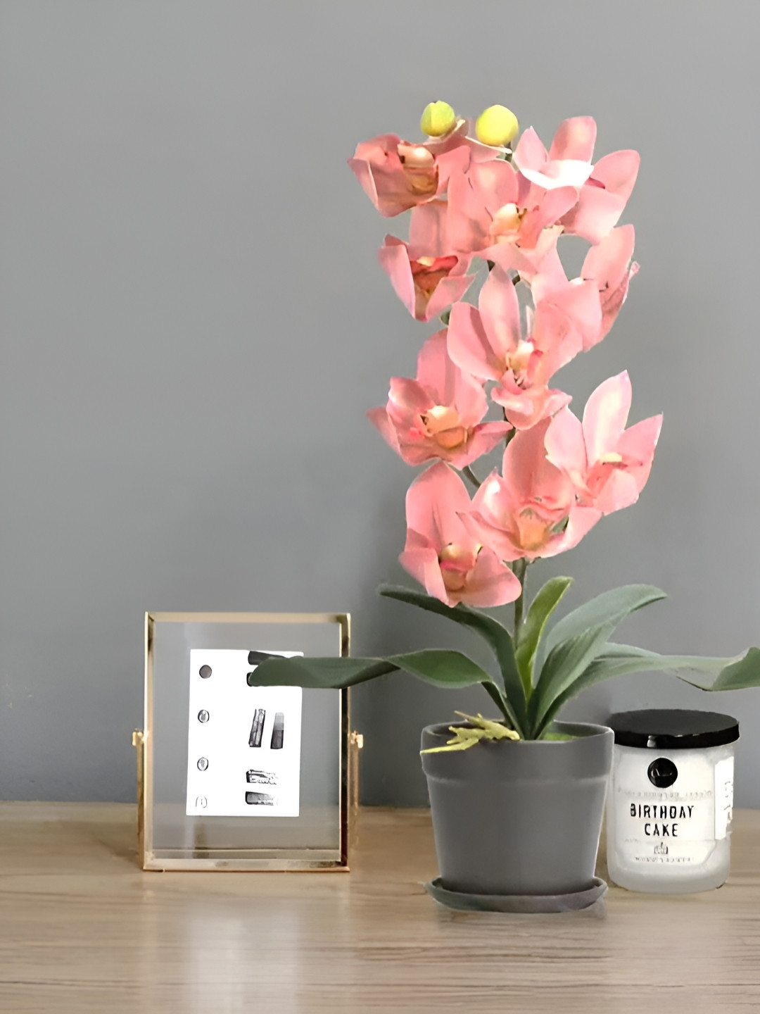 Royaloak Pink Whelan Artificial Flower With Pot