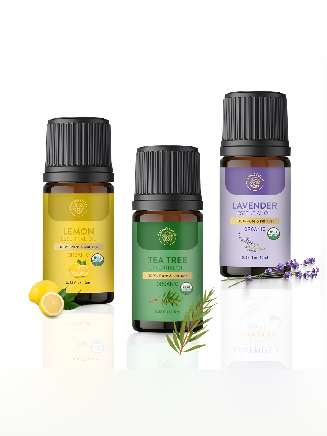 Carno Calm 3 Pieces Lavender Lemon & Tea Tree Essential Oil 10ml