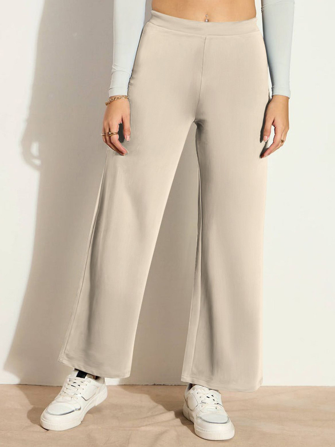 HELLCAT Women Slip-On Knitted Cotton Palazzos