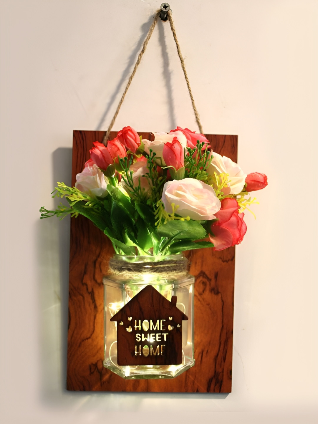 VAH Kya Bat Hai !! Rustic Wall Sconces Mason Jars Rustic With Cork Light Wood Wall Hangings-14.2In