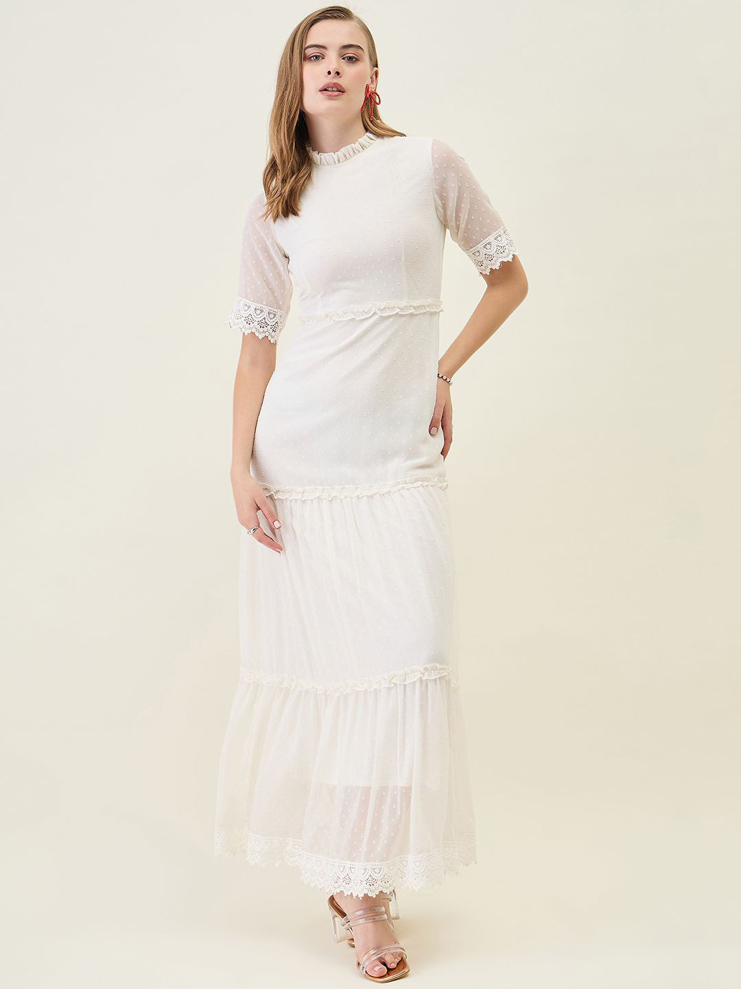 aayu Women Ruffled Georgette Maxi Dress