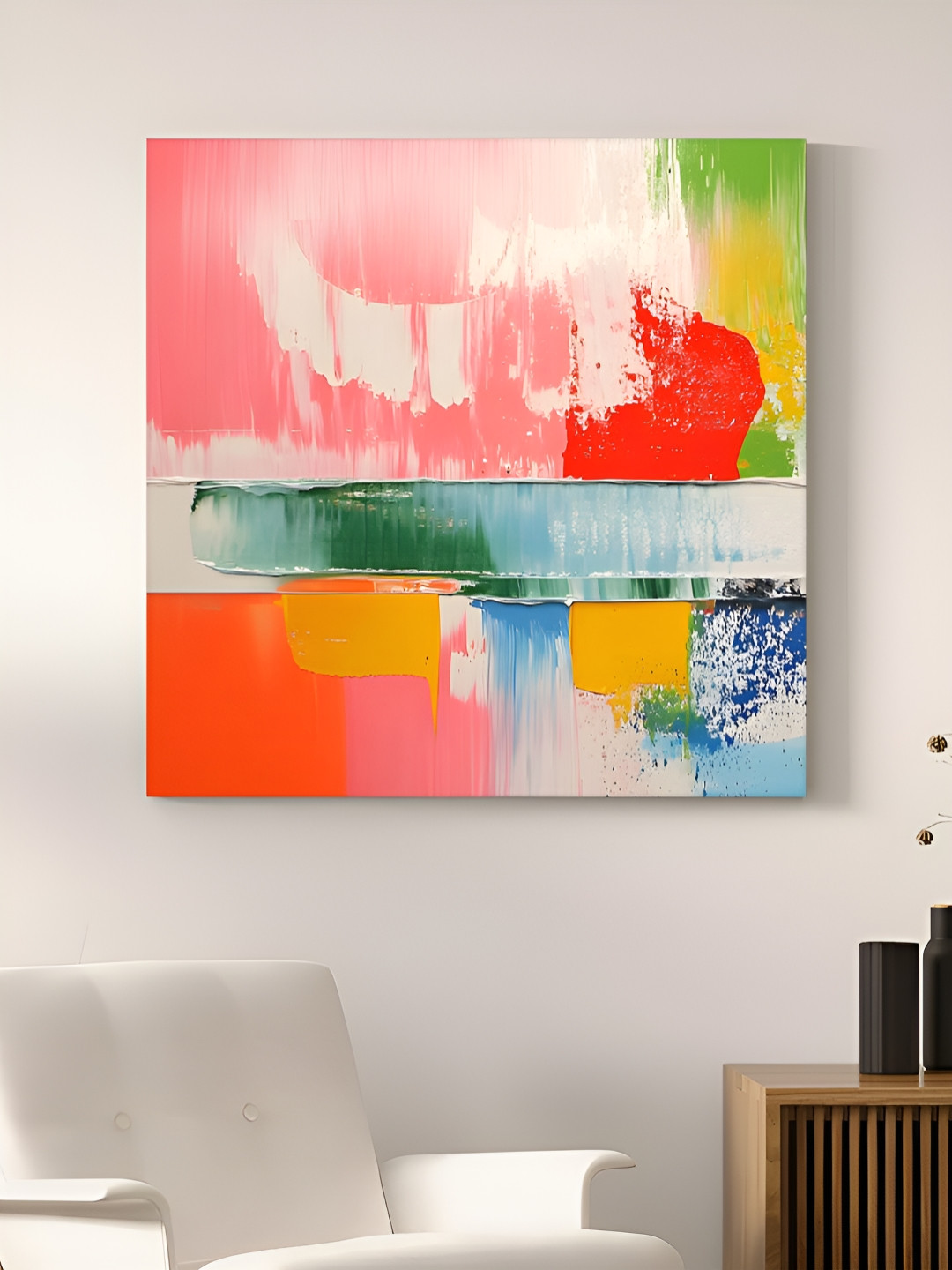 Art Street Pink & Red Abstract Canvas Wall Art