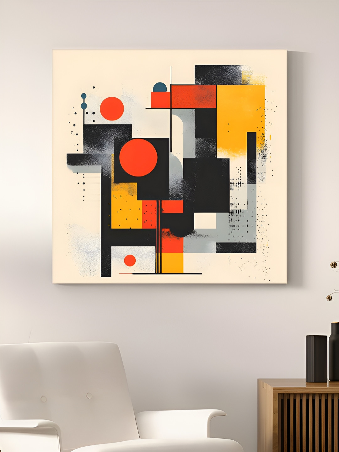 Art Street Cream And Black Canvas Abstract Wall Art