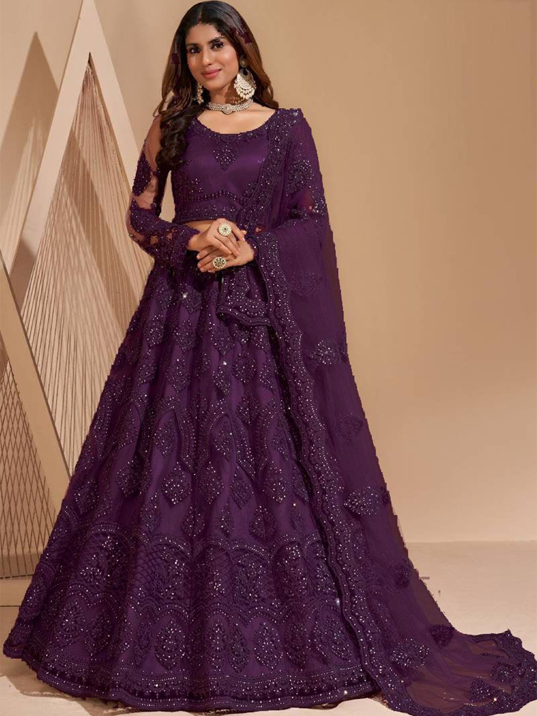 ZAALIMA FASHION Floral Embroidered Thread Work Semi-Stitched Lehenga & Blouse With Dupatta
