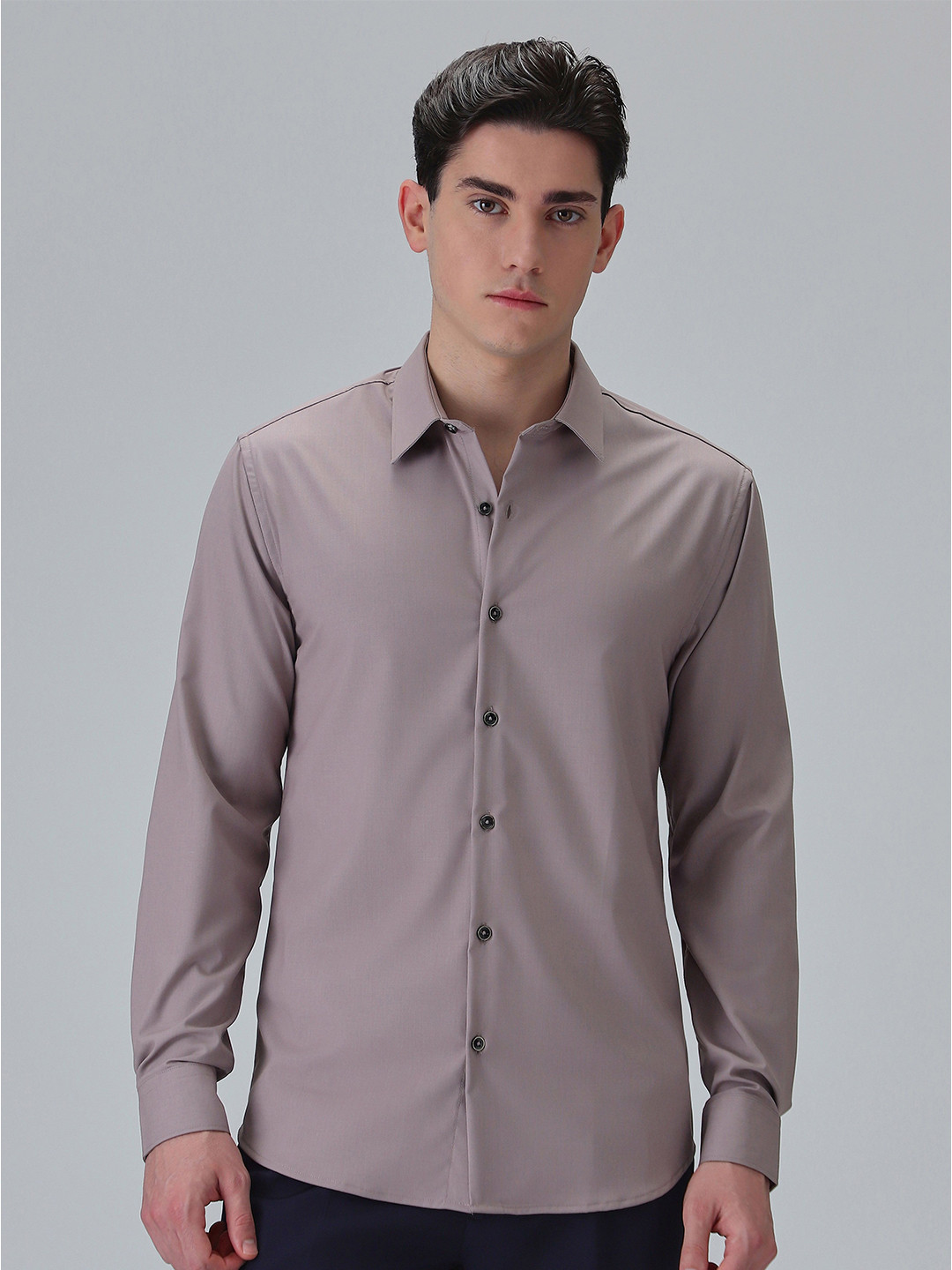Banana Club Men Melange Nude Pink Wrinkle Free Shirt