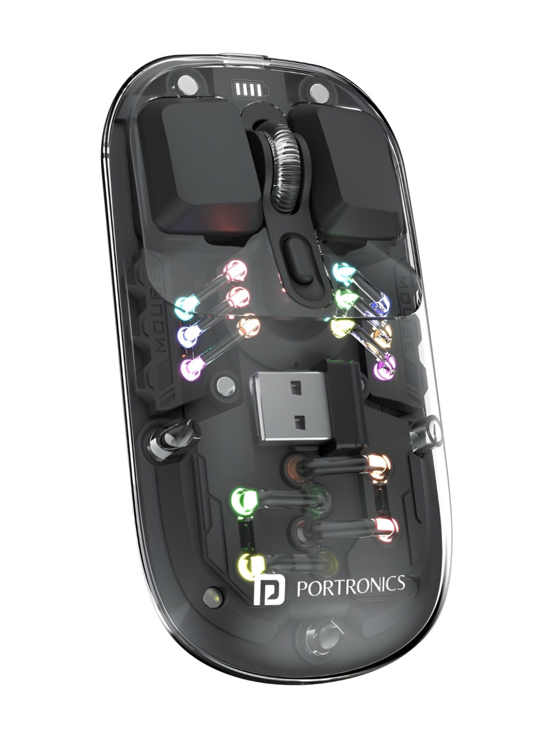Portronics Toad 5 Transparent Bluetooth Mouse With 2.4 GHz & BT 5.3 Dual Wireless