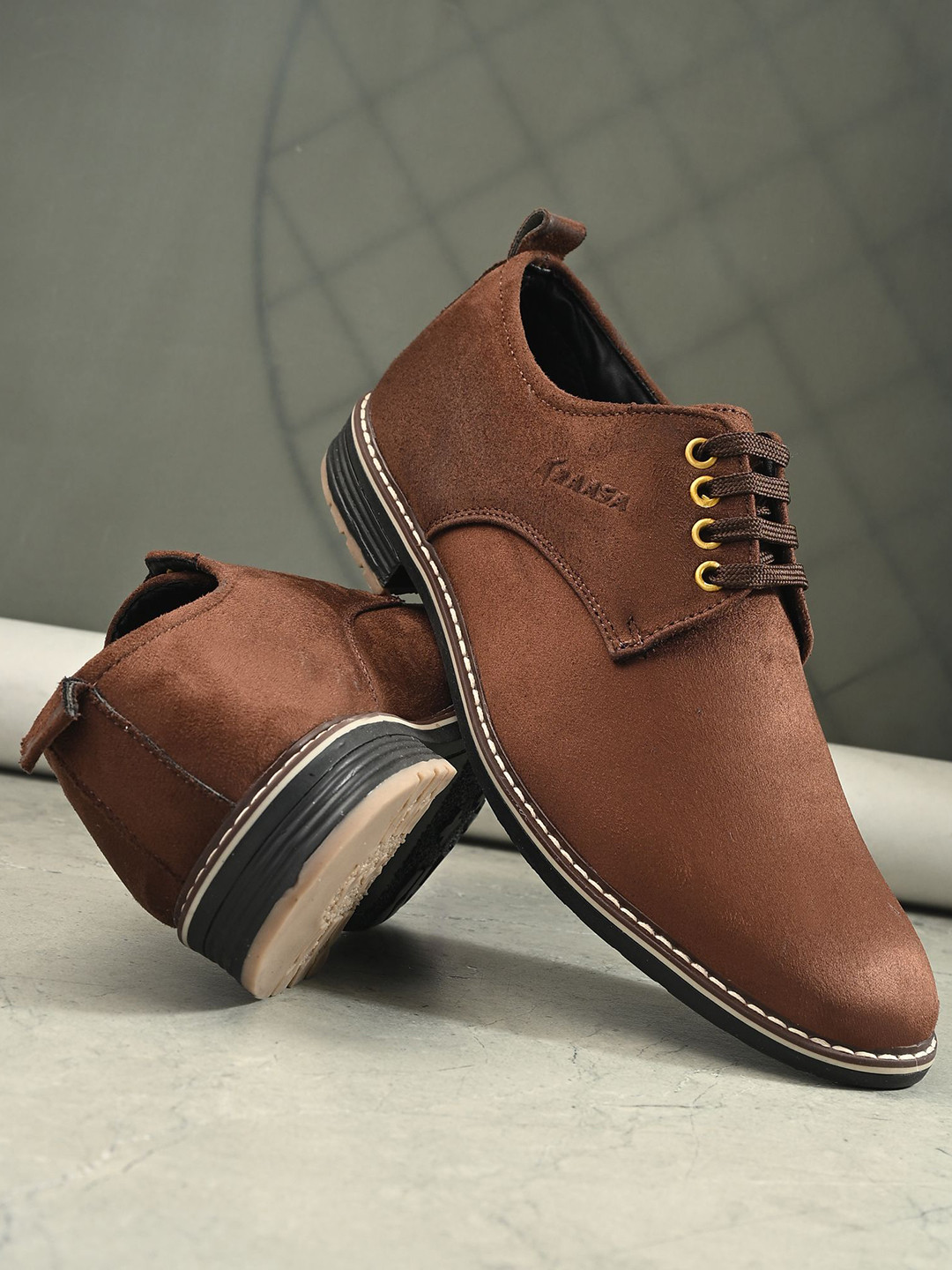 KRAASA Men Suede Lace-Ups Casual Derbys