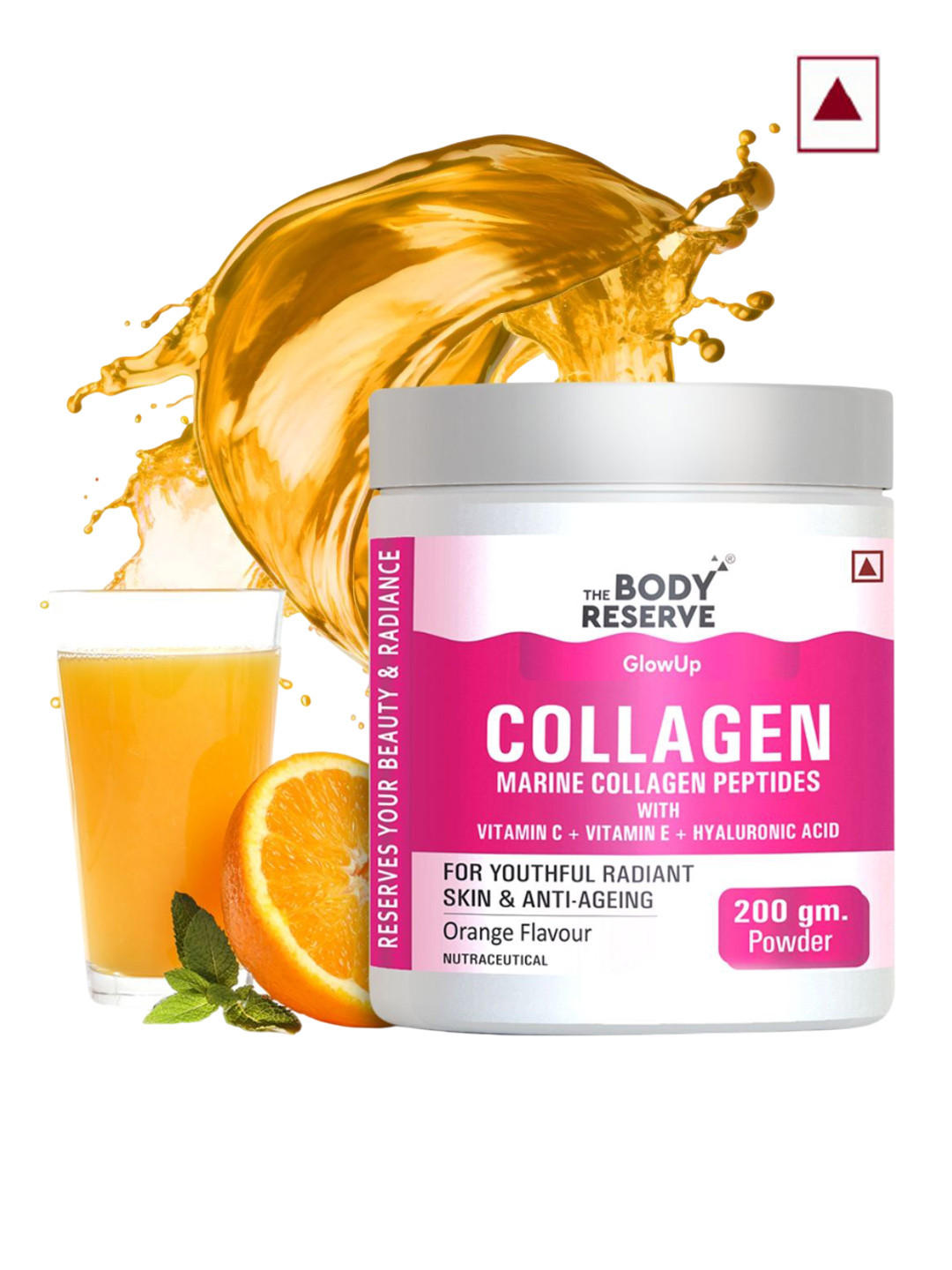 The Body Reserve Collagen Marine Peptides Powder - 200 g - Orange Flavor