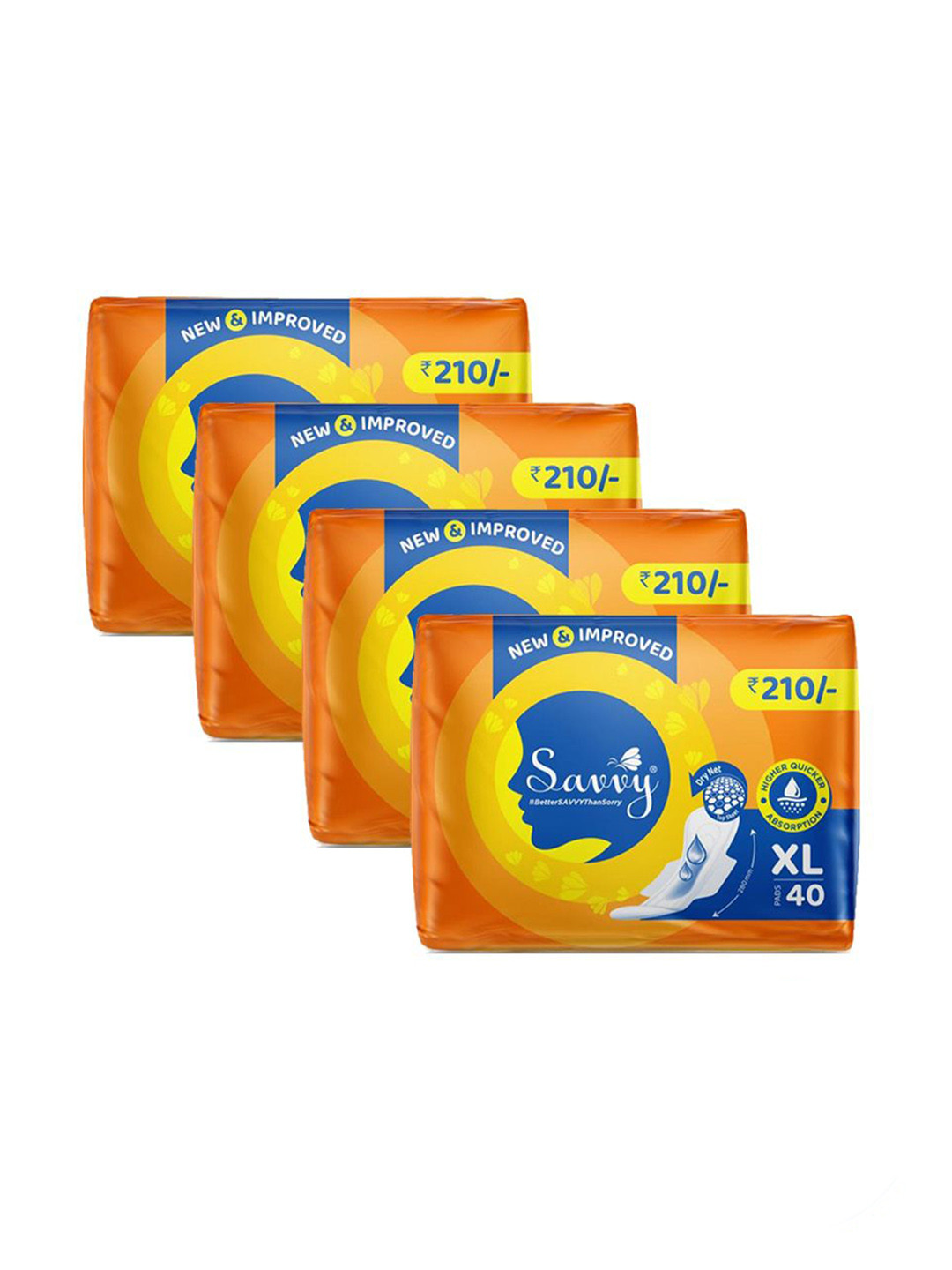 Savvy Maxi Sanitary Napkins Pads - XL Size 160 Pads 280mm