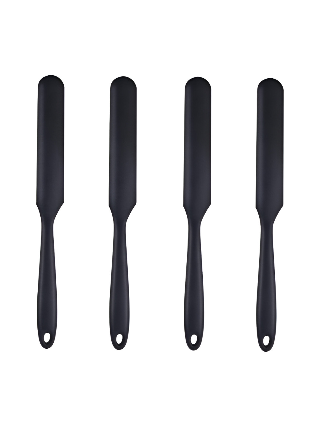 Baskety Black 4 Pieces Jam Spreader Silicone Spatula With Long Handle