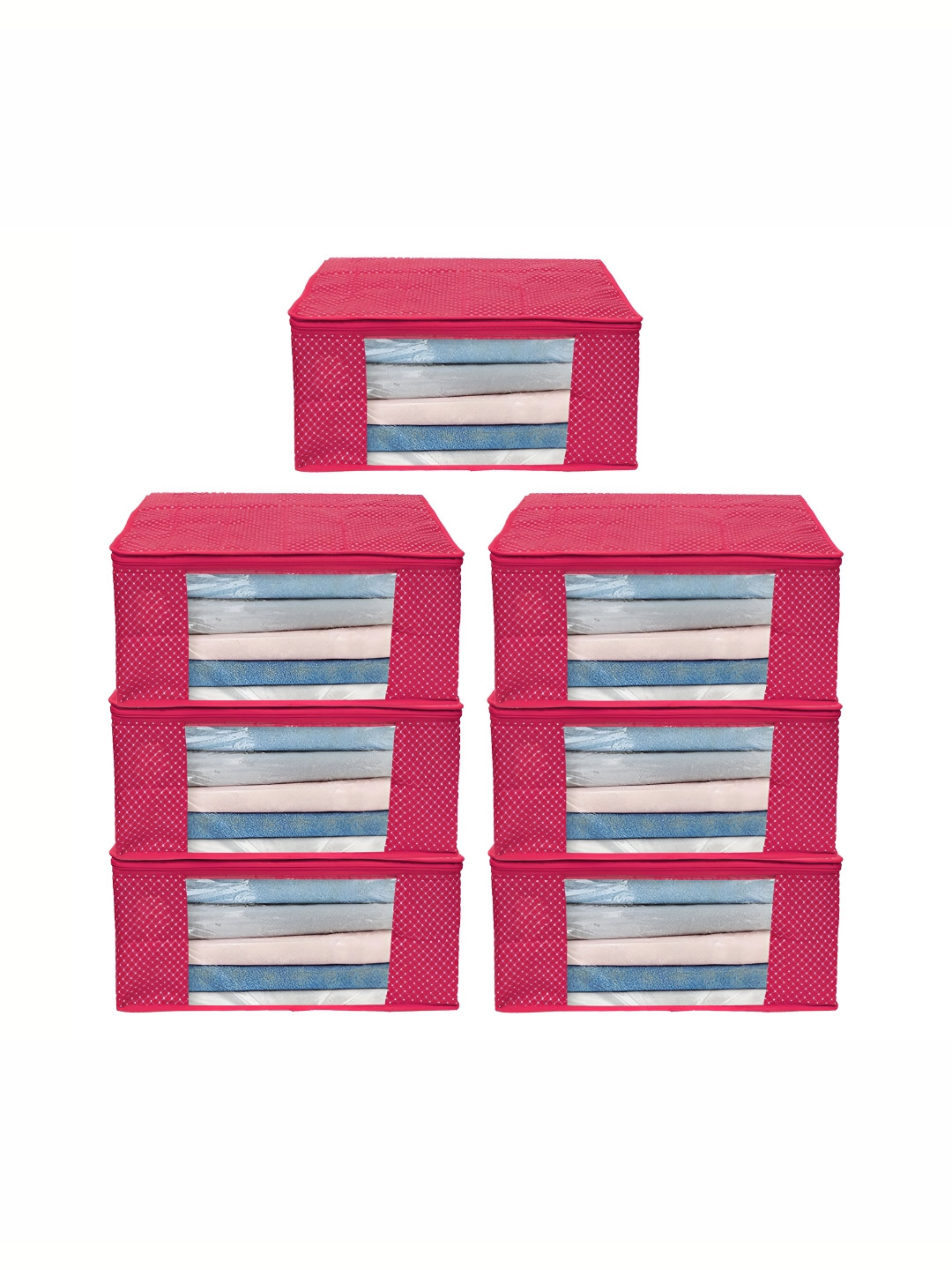 ANKIT INTERNATIONAL Pink 7 Pieces Super Strong Sweater Bag Wardrobe Organisers