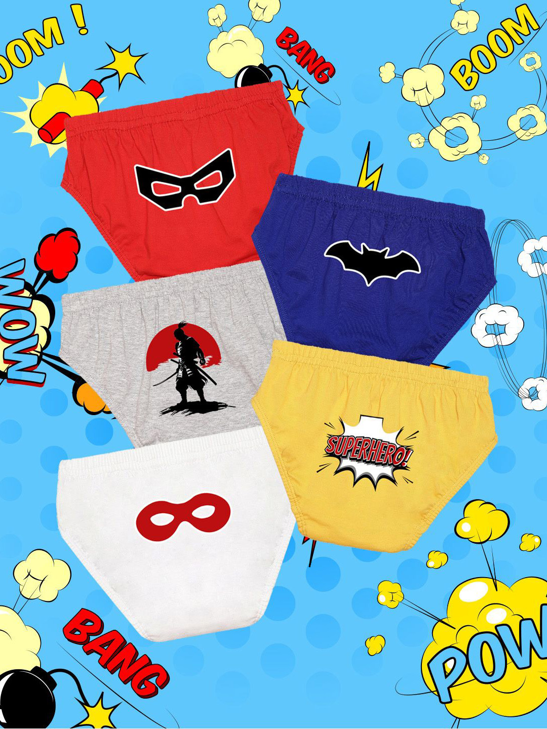 NUSYL Pack Of 5 Printed Cotton Basic Briefs NUBCBRFPO5.0068