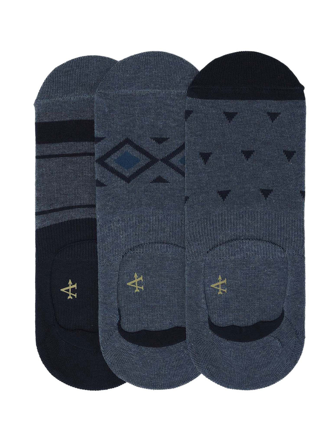 Arrow Men Pack Of 3 Patterned Shoe Liner Cotton Socks