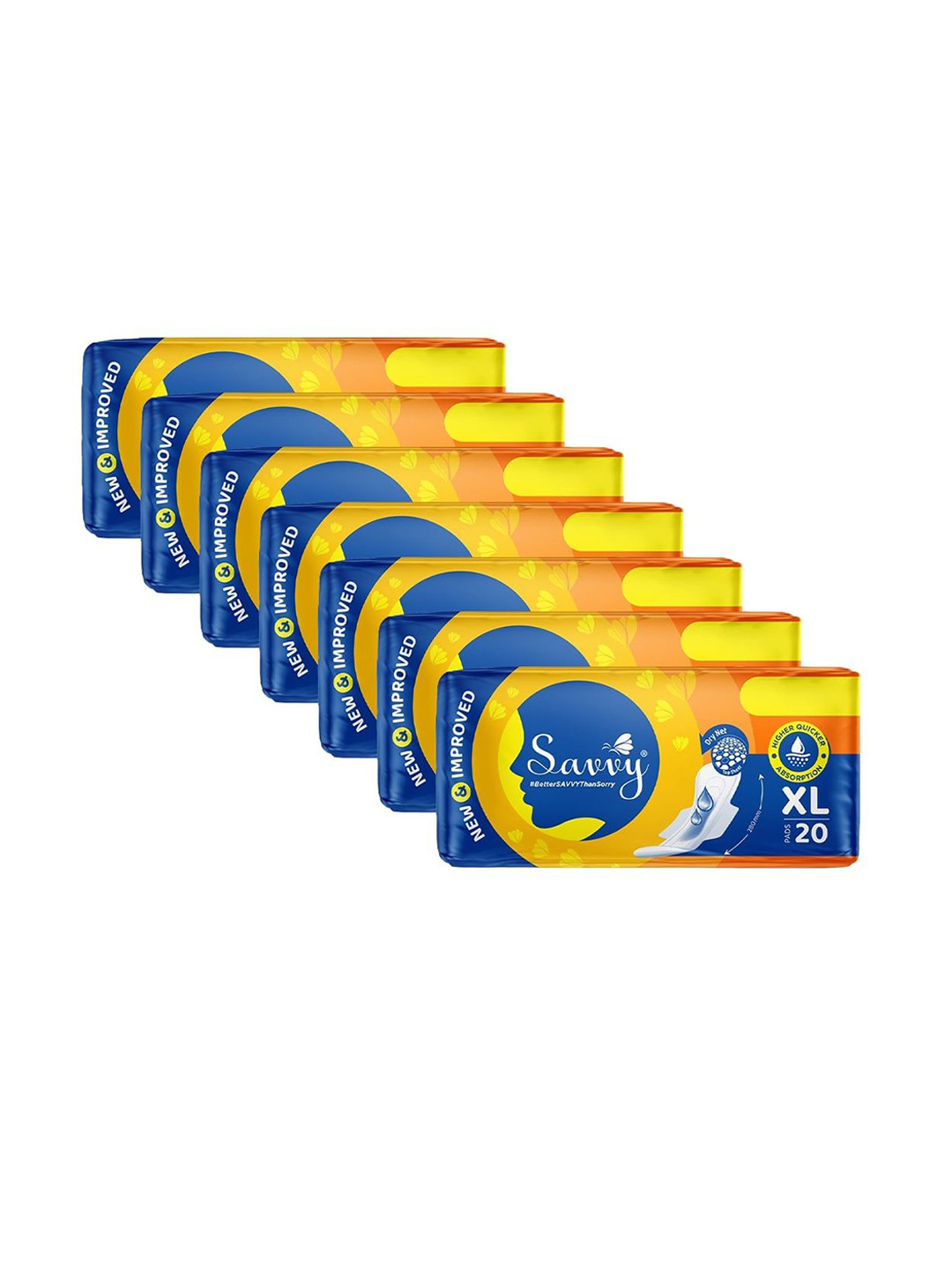 Savvy Maxi Sanitary Napkins Pads - XL Size Wider Wings 160 Pads 280mm