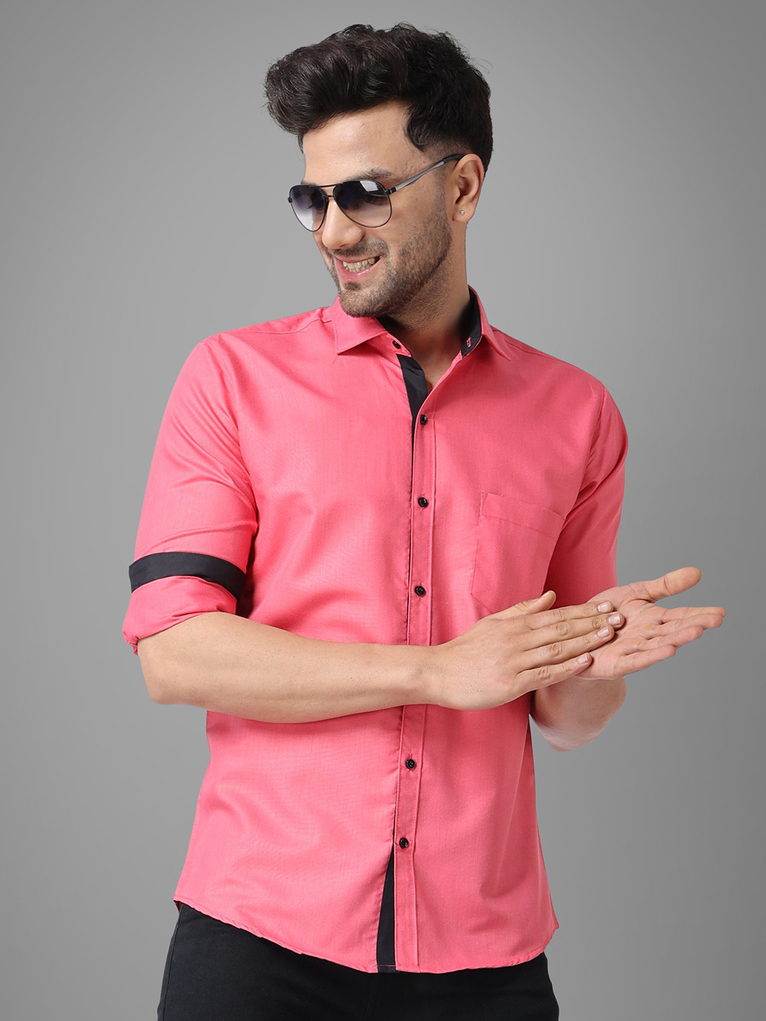 Metronaut Men Regular Fit Spread Collar Solid Cotton Casual Shirt