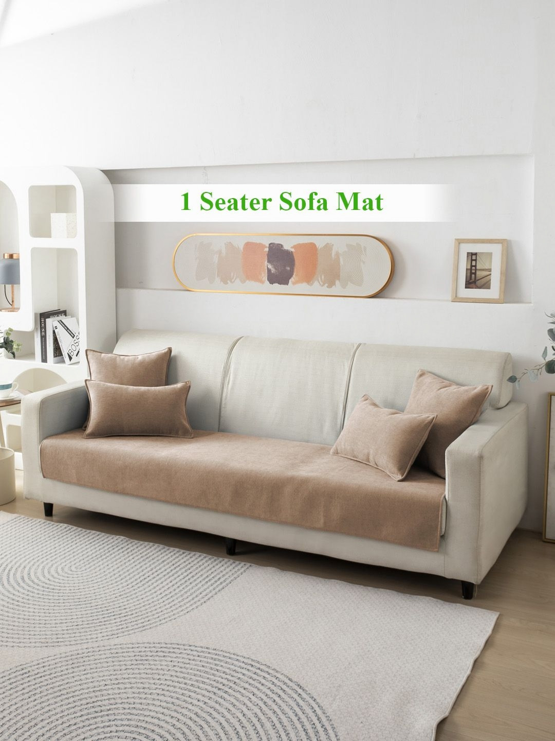 HOKIPO Brown Chenille 1 Seater Sofa Seat Mat