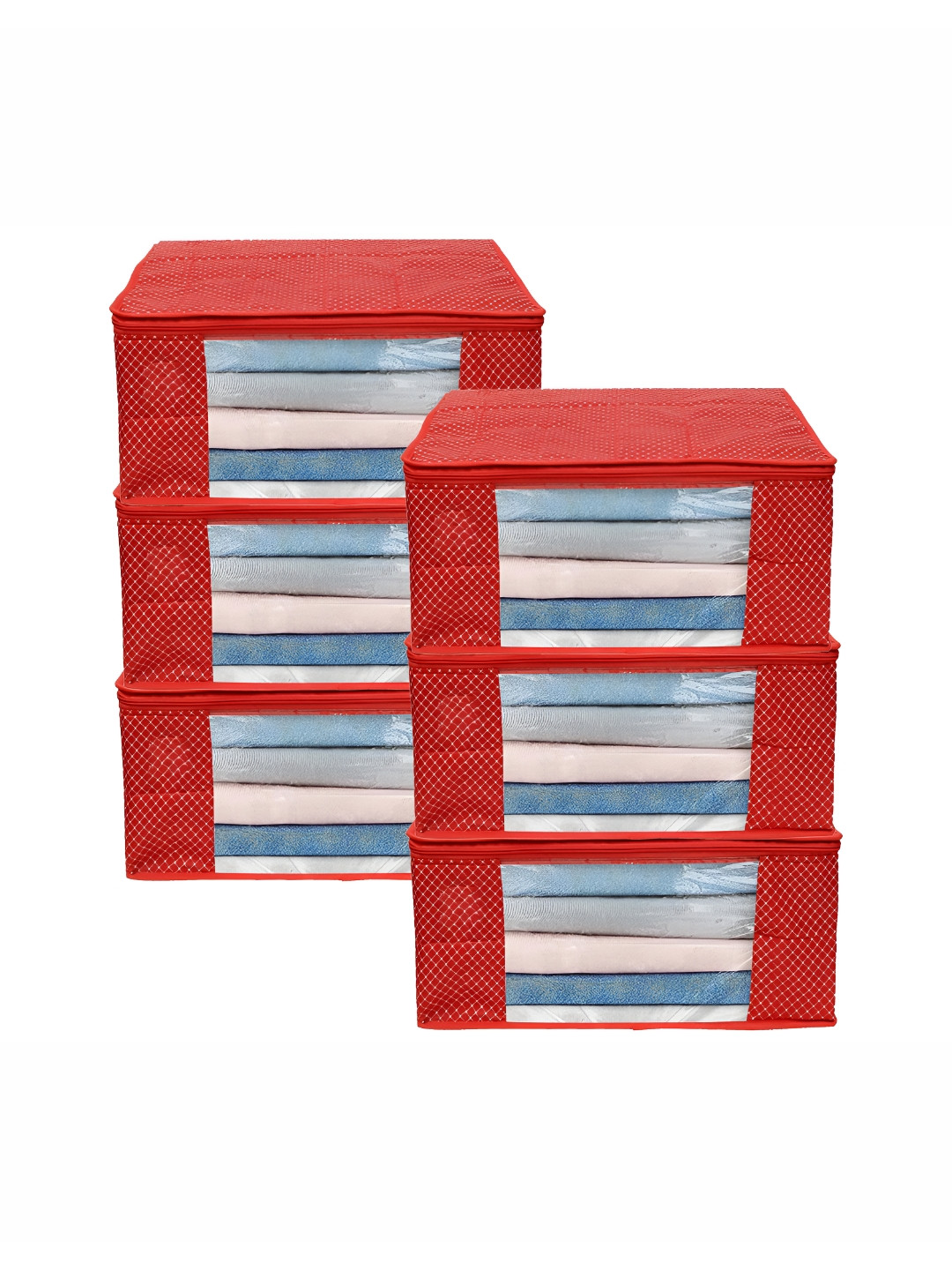ANKIT INTERNATIONAL Red  Blue 6 Pieces Super Strong Sweater Bag Wardrobe Organisers